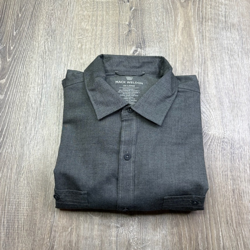 Mack Weldon Mens Gray Pockets Long Sleeve Everyday Wear Button-Up Shirt Size 2XL